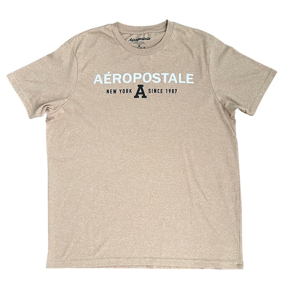 Aeropostale New York 1987 Mens Tan Crewneck Lightweight Graphic T Shirt Size‎ XL